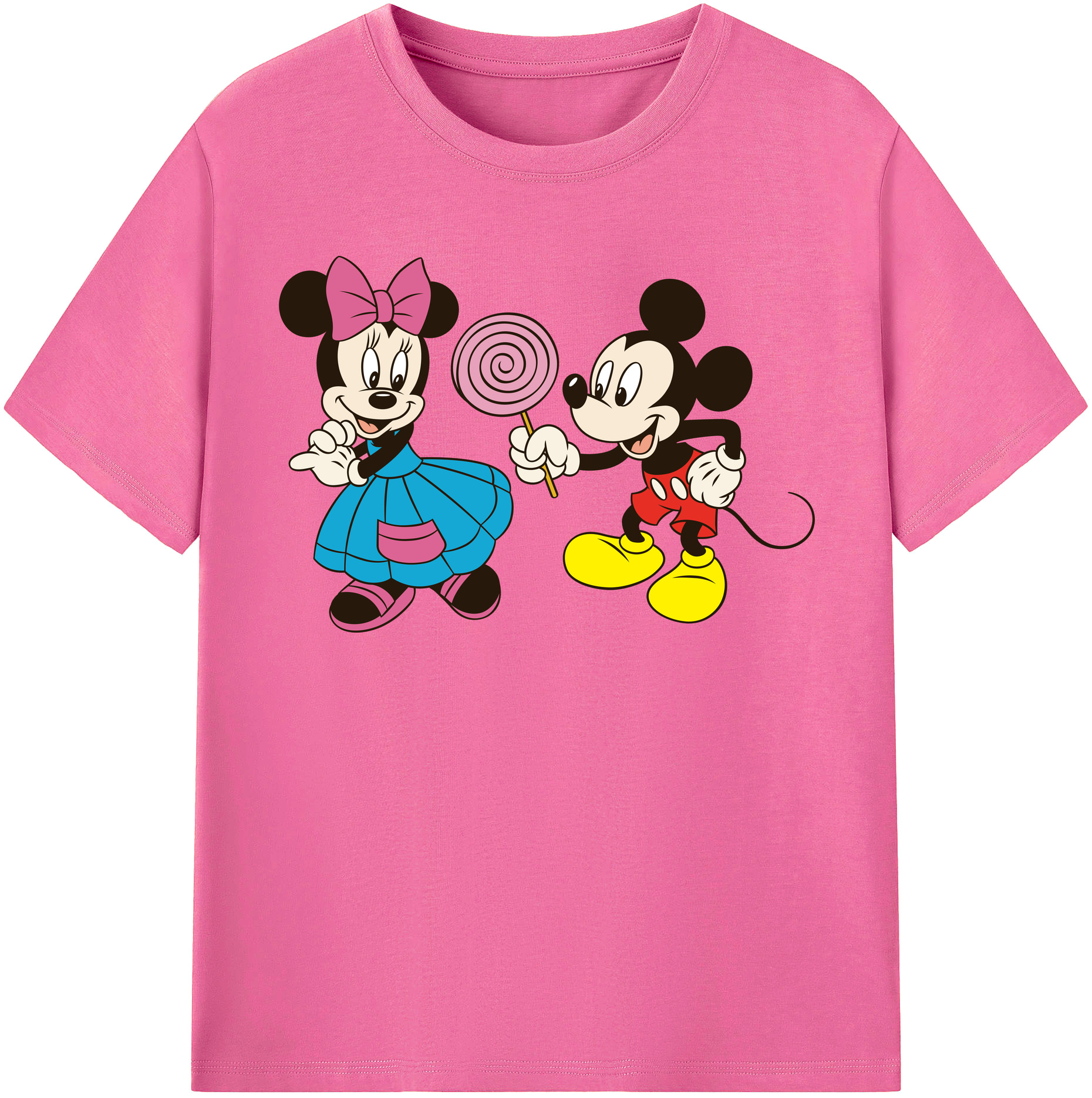 （画像用） ミッキーマウス Mickey Mouse レディースカジュアルプリントTシャツ（綿100％）